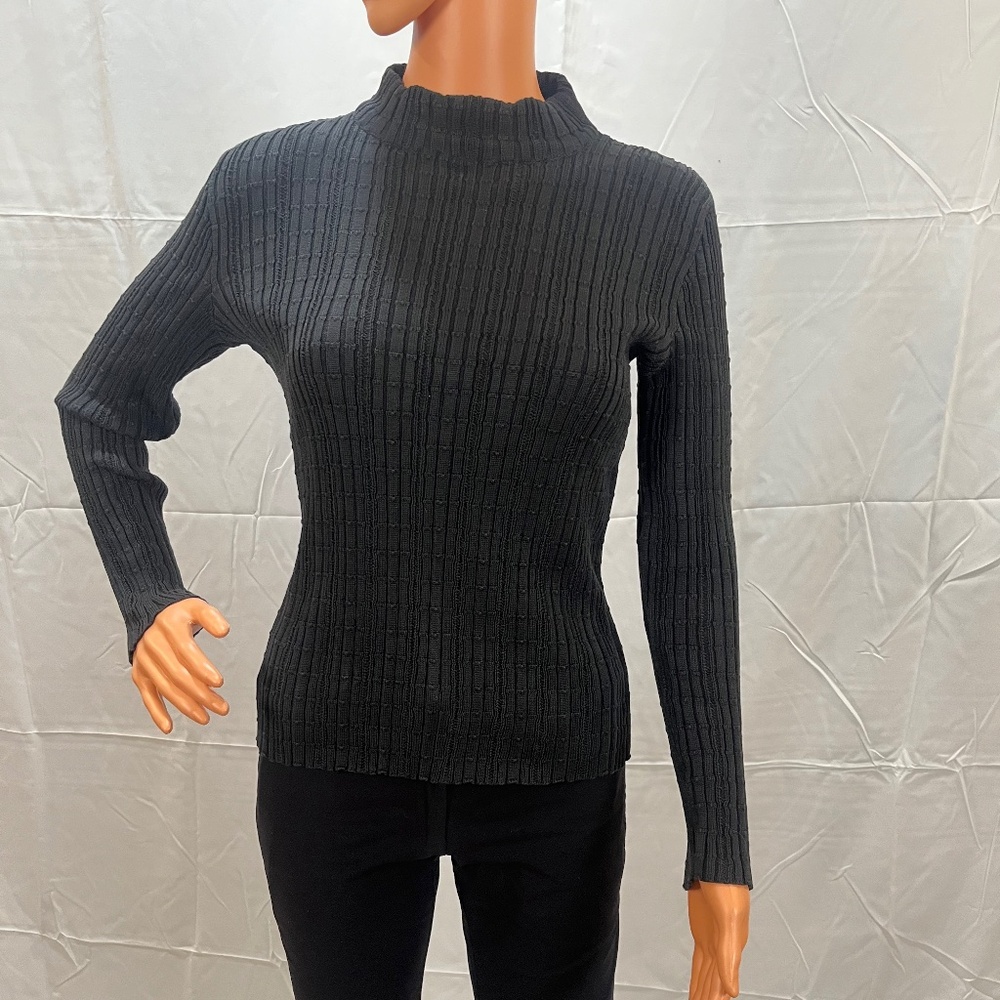 Peruvian Connection beautifully knit black pima cotton sweater, size S